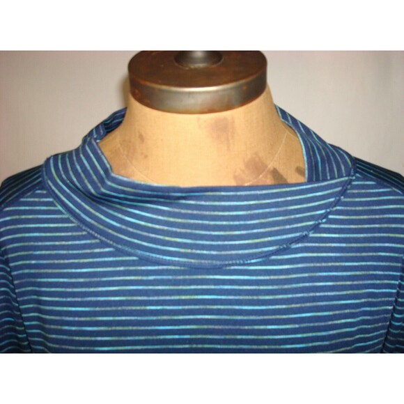 New Womens NWT PrAna Striped Dress Blend L Dark Blue Long Sleeve Light Sheath - Picture 5 of 6